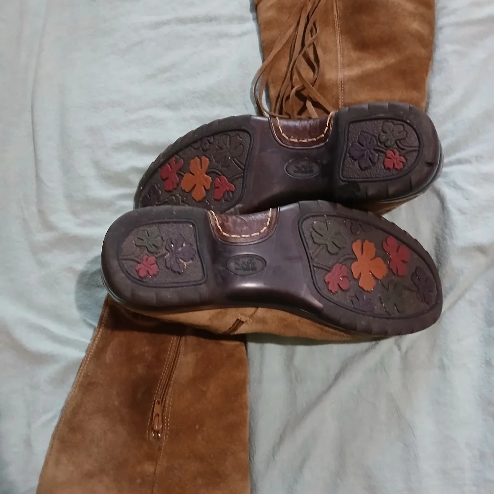 Sofft Fringe Suede Knee-High Boots - Brown Sz10‎
